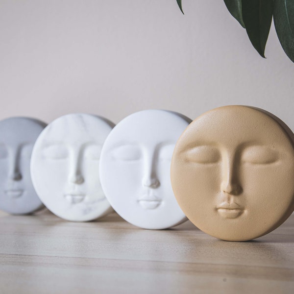 Luna Moon Ornament | Full Moon Sculpture | Face Sculpture | Boho Décor | Shelf Décor | Housewarming Gift | Home decor