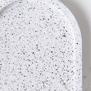 Oval Decorative Tray Water Resistant Styling Tray Trinket Dish Candle Tray Soap Bottle Tray Fits 500ml Bottles White Granite