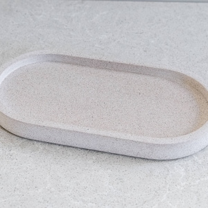 Oval Decorative Tray Water Resistant Styling Tray Trinket Dish Candle Tray Soap Bottle Tray Fits 500ml Bottles Cream Sandstone