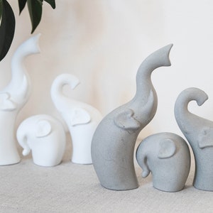 Concrete Elephant Family Ornament | Elephant Statue | Elephant Gifts | Neutral Home Decor | Family Gift | Contemporary Home Decor