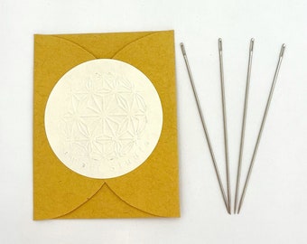 Temari/Sashiko needles by Temari Studio. Extra long and thin with large eye. 4 needles in 1 size per pack.