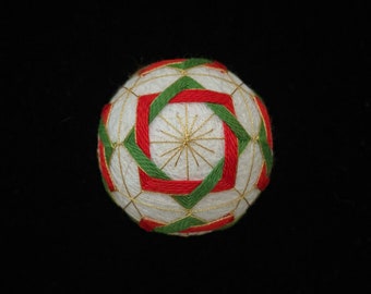 Temari Embroidery Kit for beginners - Christmas wreath, Christmas ornament DIY