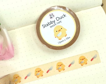 Stabby Duck Washi Tape for Planner, Bullet Journal, Pen Pals, Cute Art, Deco Stationary (Duck With Knife)