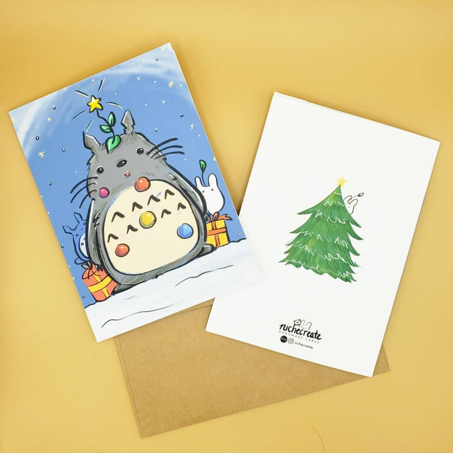 Cute Neighbour Spirits Christmas Card Customizable Classic - Etsy