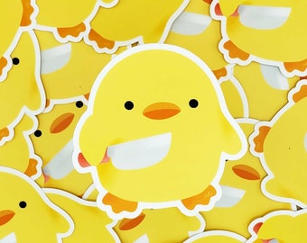 Duck with Knife Vinyl Sticker