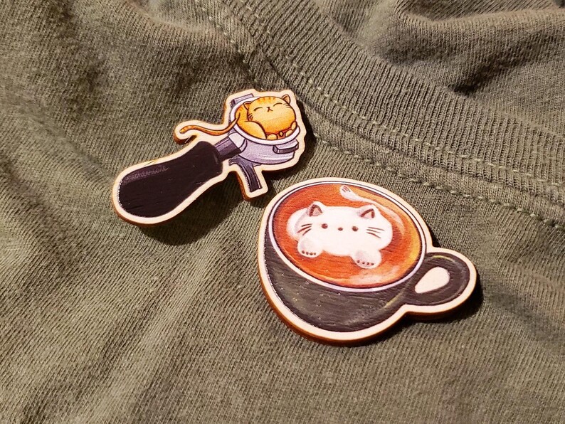  Pins  de caf  Cat  Cafe  Pin  de madera Latte Art Espresso 