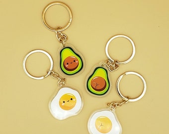 Egg Avocado Butt Keychains (Double-Sided)