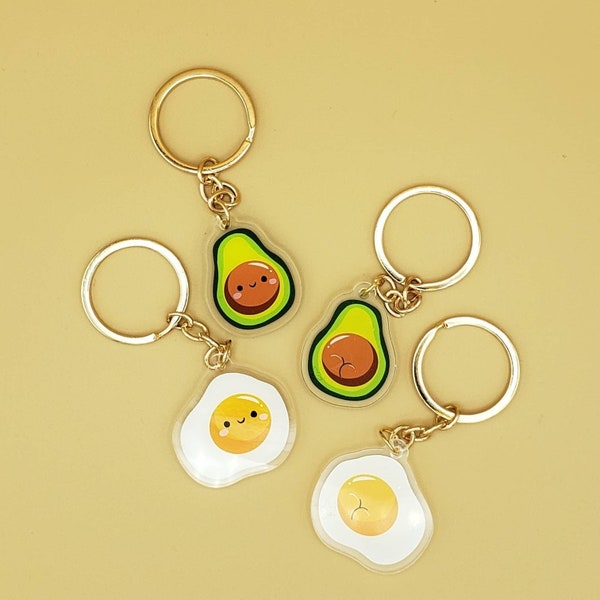 Egg Avocado Butt Keychains (Double-Sided)