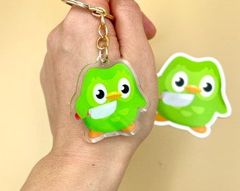Stabby Owl with Knife Keychain & Enamel Pin