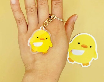 Duck with Knife Keychain (Double-sided) | Animals with knives, stabby duck
