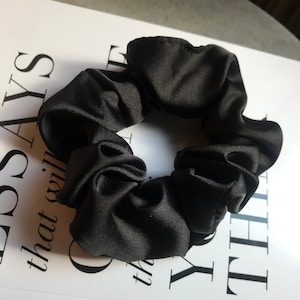 Black Soft Silk Satin Scrunchie