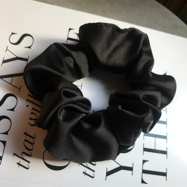 Black Soft Silk Satin Scrunchie