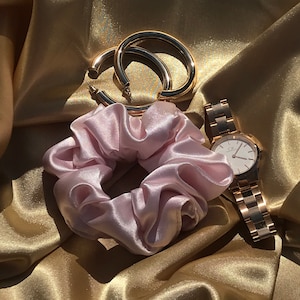 Blush Pink Silk Satin Scrunchie