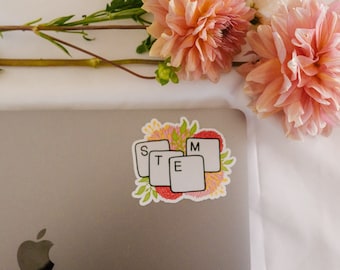 STEM Keyboard Keys Sticker: Sophisticated Feminine Design