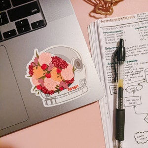 Sticker pour casque spatial Fleur de la NASA : Sticker pour ordinateur portable STEM Queen