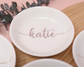 Personalized Ceramic Jewelry Dish, Bridesmaid - New Year - Christmas Gift, Ring Holder, Bridal Shower Gift