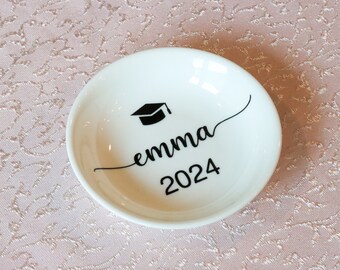 Personalized Graduation Ring Dish, PHD Graduation Present, Master Graduation Gift, Custom Ring Dish, Class of College Graduation Gift