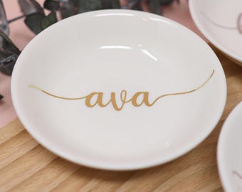 Personalized Ceramic Jewelry Dish, Bridesmaid - New Year - Christmas Gift, Ring Holder, Bridal Shower Gift
