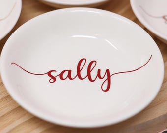 Personalized Ceramic Jewelry Dish, Bridesmaid - New Year - Christmas Gift, Ring Holder, Bridal Shower Gift