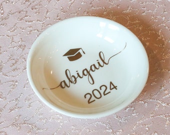 Plato para anillos de graduación personalizado, regalo de graduación de doctorado, regalo de graduación de maestría, plato para anillos personalizado, regalo de graduación de la clase universitaria