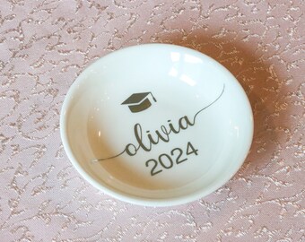 Personalized Graduation Ring Dish, PHD Graduation Present, Master Graduation Gift, Custom Ring Dish, Class of College Graduation Gift