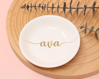 Personalized Ceramic Jewelry Dish, Bridesmaid - New Year - Christmas Gift, Ring Holder, Bridal Shower Gift