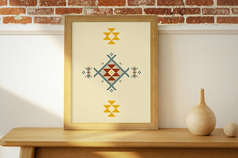 Ethnic downloadable print, Geometric print, Tribal art, Ethnic wall art, Printable art, Color Mellow Yellow image 3