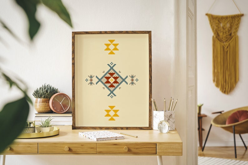 Ethnic downloadable print, Geometric print, Tribal art, Ethnic wall art, Printable art, Color Mellow Yellow image 4