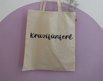 Knalltüte „Kruzifünferl“ Bio Baumwolltasche Jutebeutel Stofftasche Stoffbeutel Einkaufstasche bedruckt