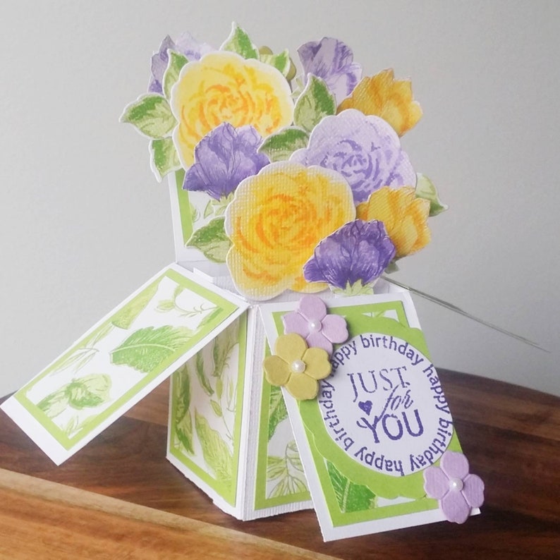 Handmade Floral Birthday 3D Pop up Box Card - Etsy