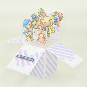 Handmade 3D Cute Get Well Soon Teddy Bears Popup Box Card