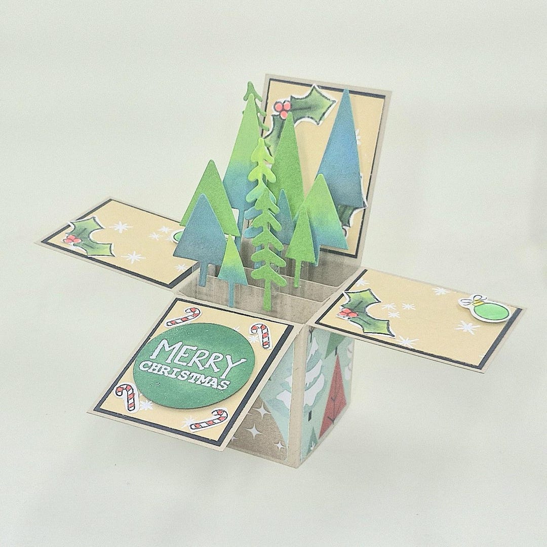 Handmade Christmas Trees 3D Pop up Box Card - Etsy