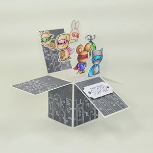 Handgemachte 3D Superheld Cuties Pop up Box Karte