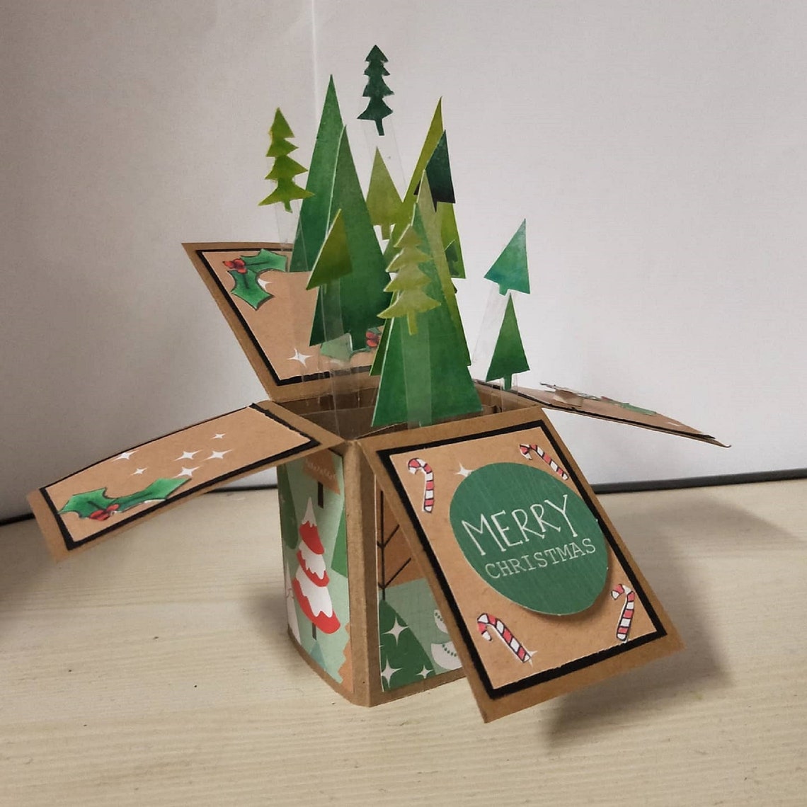 Handmade Christmas Trees 3D Pop up Box Card | Etsy