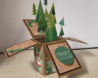Handmade Christmas Trees 3D Pop up Box Card