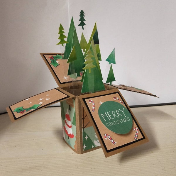 Handmade Christmas Trees 3D Pop up Box Card