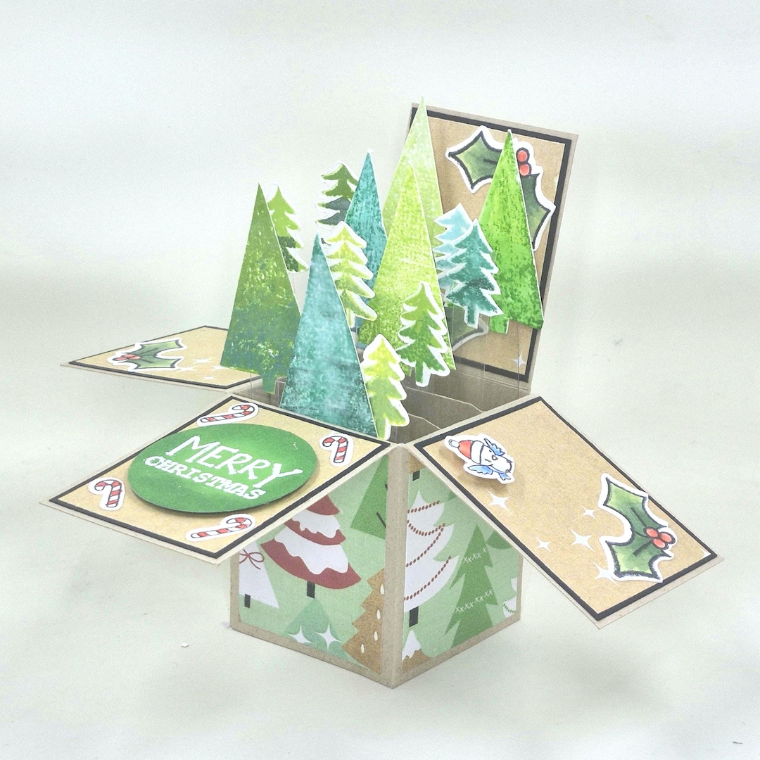 Handmade Christmas Trees 3D Pop up Box Card - Etsy