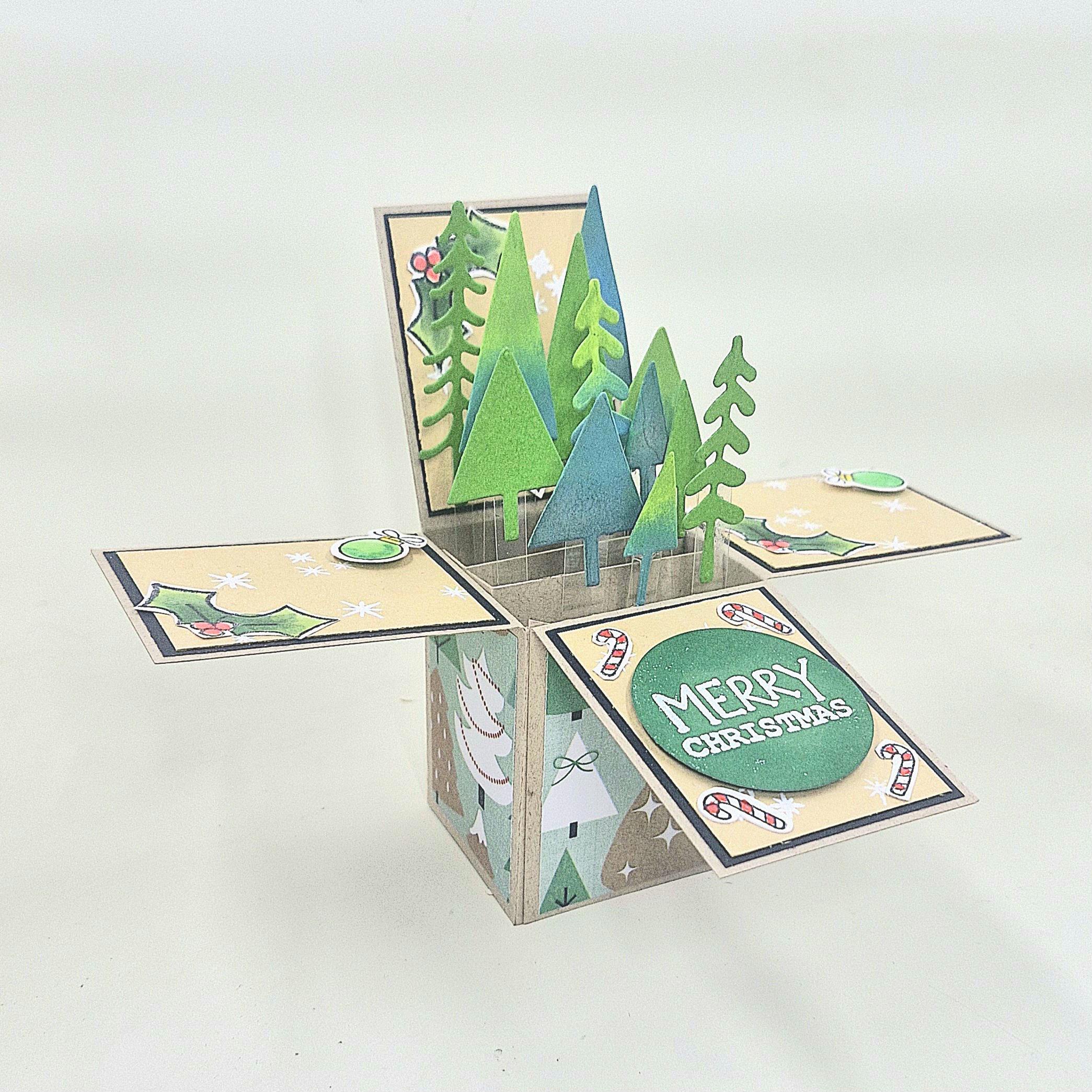 Handmade Christmas Trees 3D Pop up Box Card - Etsy