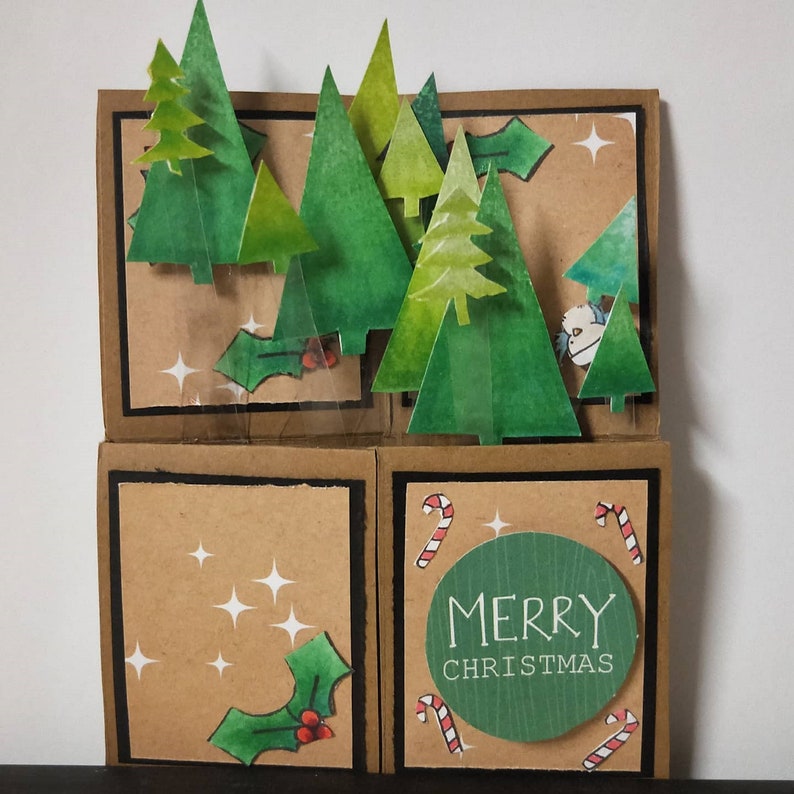 Handmade Christmas Trees 3D Pop up Box Card | Etsy