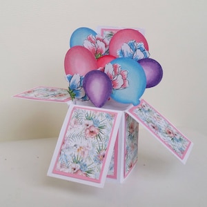 Handmade Birthday Balloons 3D Pop up Box Card