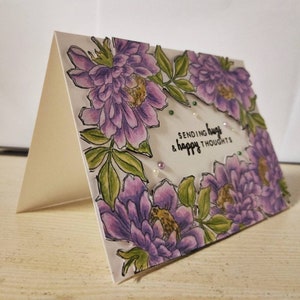 Handgemachte 3D Lila Aquarell Blumen Rahmen Karte