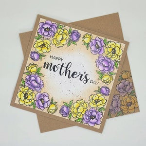 Acuarela floral grande hecha a mano Tarjeta del Día de la Madre
