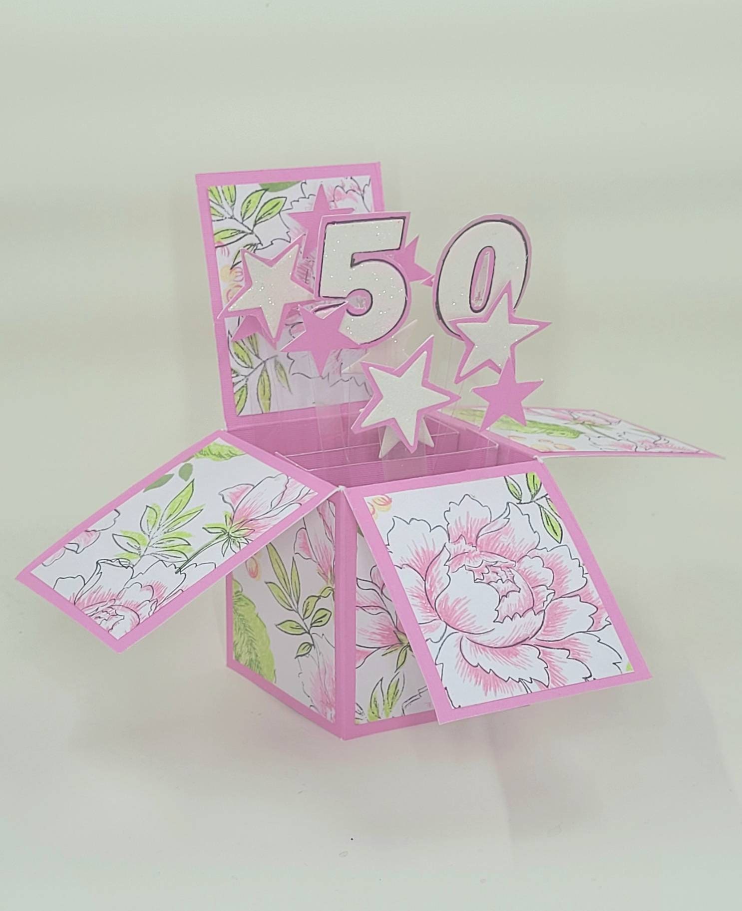 Handmade 50th Birthday 3D Pop up Box Card - Etsy