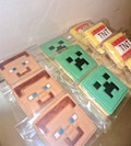 Minecraft iced biscuits, gamers, Minecraft party, gaming birthday, party bag fillers