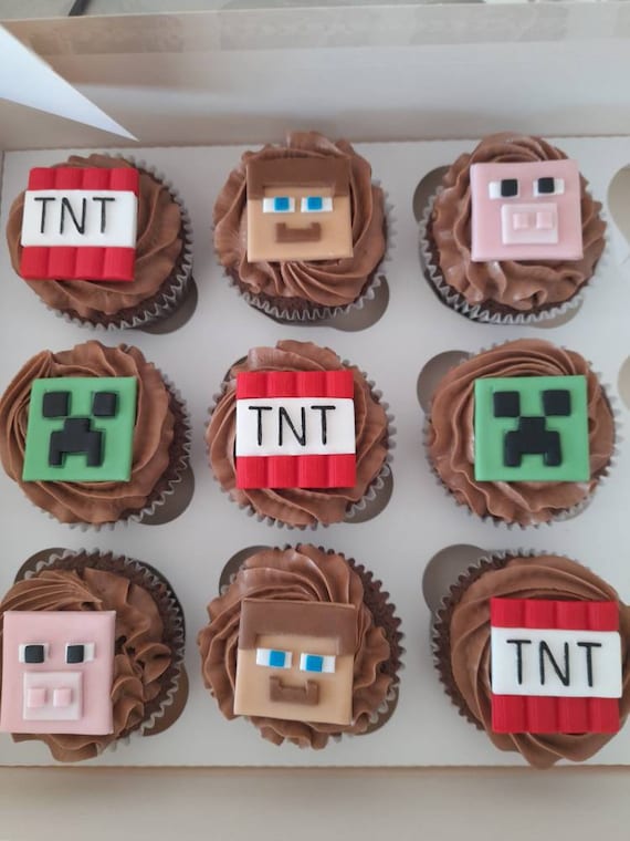 Minecraft Cupcakes Toppers Minecraft Party Edible Hand Etsy UK