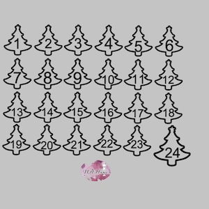 Advent calendar numbers to iron on Christmas tree