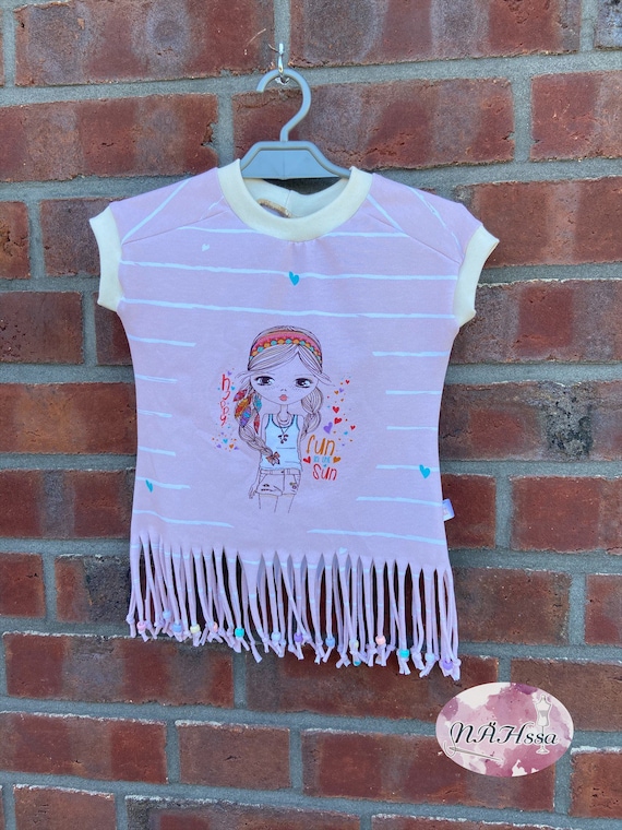 T-Shirt Gr 110 Frange Bambina con Perline Italia