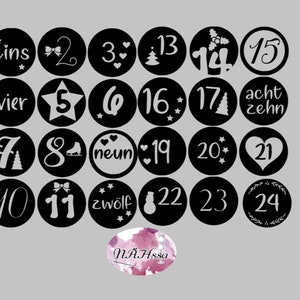 Advent calendar numbers to iron on circles - 4 cm