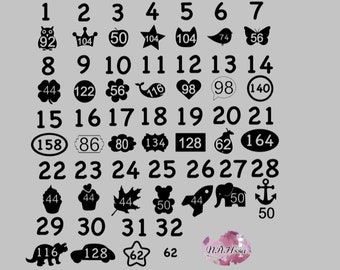 10 Größenetiketten zum aufbügeln Einzelgrößen