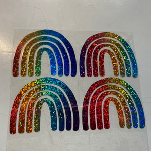 Set of 4 Rainbow - Ironing Picture Plott - Holographic Rainbow Foil